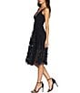 Color:Black - Image 3 - Darleen Sleeveless V-Neck Embroidered Mesh A-Line Dress