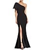 Color:Black - Image 1 - Georgina Asymmetrical Neck Sleeveless Bow Shoulder Maxi Dress
