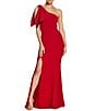 Dress the Population Georgina Asymmetrical Neck Sleeveless Bow Shoulder Maxi Dress, Color:Garnet - Image 1
