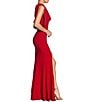 Dress the Population Georgina Asymmetrical Neck Sleeveless Bow Shoulder Maxi Dress, Color:Garnet - Image 3