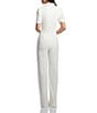 Dress the Population Gloria Collared Zip Neck Short Sleeve Wide Leg Jumpsuit, Color:Off White - Image 2