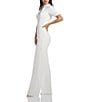 Dress the Population Gloria Collared Zip Neck Short Sleeve Wide Leg Jumpsuit, Color:Off White - Image 3