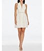 Color:Ivory - Image 1 - Halter Lapel V-Neck Sleeveless Belted Mini Dress