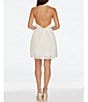 Color:Ivory - Image 2 - Halter Lapel V-Neck Sleeveless Belted Mini Dress