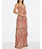 Color:Bright Fuchsia Multi - Image 4 - Idalia One Shoulder Sleeveless Twist Front Maxi Dress
