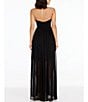 Color:Black - Image 2 - Illusion Plunge Neckline Sleeveless Fit and Flare Gown