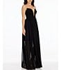 Color:Black - Image 3 - Illusion Plunge Neckline Sleeveless Fit and Flare Gown
