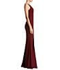 Color:Burgundy - Image 3 - Iris Crepe Plunge V-Neck Thigh High Slit Sleeveless Gown
