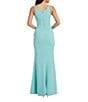 Dress the Population Iris Crepe Plunge V-Neck Thigh High Slit Sleeveless Gown, Color:Tranquil Blue - Image 2