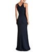 Dress the Population Iris Crepe Plunge V-Neck Thigh High Slit Sleeveless Gown, Color:Midnight Blue - Image 2
