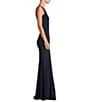 Dress the Population Iris Crepe Plunge V-Neck Thigh High Slit Sleeveless Gown, Color:Midnight Blue - Image 3