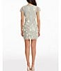 Color:Mint Multi - Image 2 - Jillian Sequin 3D Floral Square Neck Short Puff Sleeve Mini Dress