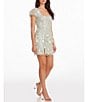 Color:Mint Multi - Image 3 - Jillian Sequin 3D Floral Square Neck Short Puff Sleeve Mini Dress