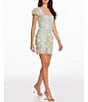 Color:Mint Multi - Image 5 - Jillian Sequin 3D Floral Square Neck Short Puff Sleeve Mini Dress
