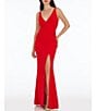 Color:Rouge - Image 1 - Jordan Deep V-Neck Sleeveless Side Front Slit Gown