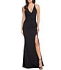 Color:Black - Image 1 - Jordan Deep V-Neck Sleeveless Side Front Slit Gown