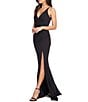 Color:Black - Image 3 - Jordan Deep V-Neck Sleeveless Side Front Slit Gown