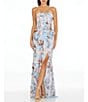 Color:Powder Blue Multi - Image 1 - Kai Floral Strapless Side Ruffle Maxi Dress
