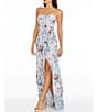 Color:Powder Blue Multi - Image 3 - Kai Floral Strapless Side Ruffle Maxi Dress