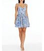 Color:Sky Multi - Image 1 - Kaitrin Floral Sequin Beaded Scoop Neck Sleeveless Tie Shoulder Mini Dress