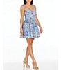 Color:Sky Multi - Image 4 - Kaitrin Floral Sequin Beaded Scoop Neck Sleeveless Tie Shoulder Mini Dress