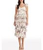 Color:Ivory Multi - Image 1 - Kristen Floral Ruffle Sweetheart Neck Cap Sleeve Midi Dress