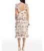 Color:Ivory Multi - Image 2 - Kristen Floral Ruffle Sweetheart Neck Cap Sleeve Midi Dress