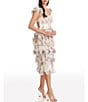 Color:Ivory Multi - Image 3 - Kristen Floral Ruffle Sweetheart Neck Cap Sleeve Midi Dress