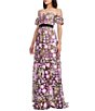 Dress the Population Lara Off The Shoulder Floral Embroidered Gown, Color:Pink Rose Multi - Image 3