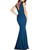 Color:Peacock Blue - Image 2 - Leighton Sleeveless Boat Neck Mermaid Gown