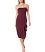 Color:Burgundy - Image 1 - Liv Strapless Asymmetrical Ruffle Cascade Bodycon Midi Dress