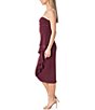 Color:Burgundy - Image 3 - Liv Strapless Asymmetrical Ruffle Cascade Bodycon Midi Dress