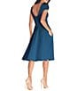 Dress the Population Livia Boat Neck Cap Sleeve Pleated Side Pocket Dress, Color:Peacock Blue - Image 2