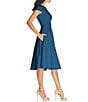 Dress the Population Livia Boat Neck Cap Sleeve Pleated Side Pocket Dress, Color:Peacock Blue - Image 3