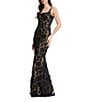 Dress the Population Lorena Sleeveless Square Neck Column Gown, Color:Black/Nude - Image 3