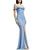 Dress the Population Melania Draped Off-The-Shoulder Corset Mermaid Gown, Color:Sky - Image 3