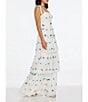 Color:White-Blue - Image 3 - Monica Butterfly Square Neck Sleeveless Tie Strap Tiered Maxi Dress
