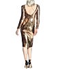 Color:Gold - Image 2 - Natalie Boat Neck Long Sleeve Sequin Sheath Dress