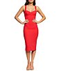 Color:Rouge - Image 1 - Nicole Sweetheart Neck Back Slit Sleeveless Sheath Midi Dress