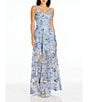 Color:Sky Multi - Image 1 - Nina Floral Beaded Sweetheart Neck Sleeveless Gown