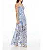 Color:Sky Multi - Image 3 - Nina Floral Beaded Sweetheart Neck Sleeveless Gown