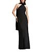 Dress the Population Olivia Halter Mock Neck With Drape And Rosette Sheath Gown, Color:Black - Image 1