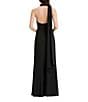 Dress the Population Olivia Halter Mock Neck With Drape And Rosette Sheath Gown, Color:Black - Image 2