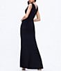 Color:Black - Image 2 - Sandra Crepe Plunge V-Neck Sleeveless Side Slit Gown
