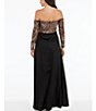 Color:Black Multi - Image 2 - Sequin Embellished Off-the-Shoulder Long Sleeve A-Line Maxi Dress