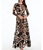 Color:Black/Nude - Image 1 - Sequin Embroidery Round Neckline Long Sleeve Gown