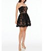 Color:Black/Nude - Image 3 - Sequin Tulle Strapless Mini Fit and Flare Dress
