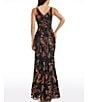 Color:Black Multi - Image 2 - Sharon Abstract Sequin Print V-Neck Sleeveless Mermaid Gown