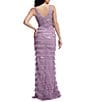 Dress the Population Shelley Sequin Tulle V Neck Sleeveless Tiered Mermaid Maxi Dress, Color:Dusty Lavender - Image 2