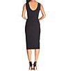 Color:Black - Image 3 - Simone Crew Neck Sleeveless Scoop Back Zipper Side Slit Leg Sheath Midi Dress